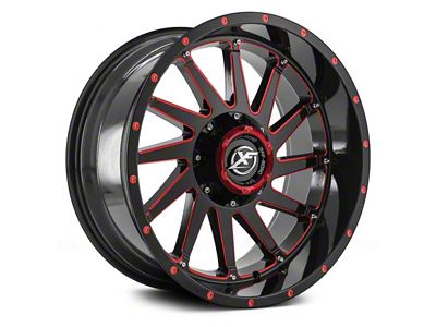 XF Offroad XF-216 Gloss Black Red Milled 5-Lug Wheel; 20x10; -24mm Offset (02-08 RAM 1500, Excluding Mega Cab)