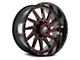 XF Offroad XF-216 Gloss Black Red Milled 5-Lug Wheel; 20x9; 12mm Offset (02-08 RAM 1500, Excluding Mega Cab)