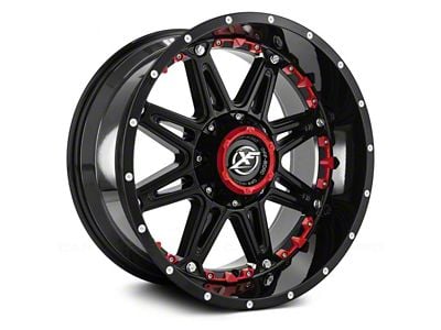 XF Offroad XF-217 Gloss Black with Red Inserts 5-Lug Wheel; 20x10; -24mm Offset (02-08 RAM 1500, Excluding Mega Cab)