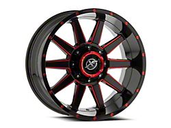 XF Offroad XF-219 Gloss Black and Red Milled 5-Lug Wheel; 20x10; -24mm Offset (09-18 RAM 1500)