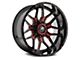XF Offroad XF-222 Gloss Black Red Milled 5-Lug Wheel; 20x10; -24mm Offset (02-08 RAM 1500, Excluding Mega Cab)