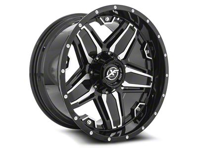 XF Offroad XF-223 Gloss Black and Machined 5-Lug Wheel; 20x10; -12mm Offset (09-18 RAM 1500)