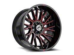 XF Offroad XF-230 Gloss Black and Red Machined 5-Lug Wheel; 20x10; -12mm Offset (94-01 RAM 1500)