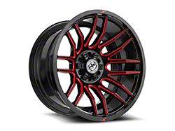 XF Offroad XF-232 Gloss Black and Red Milled 5-Lug Wheel; 24x14; -76mm Offset (94-01 RAM 1500)