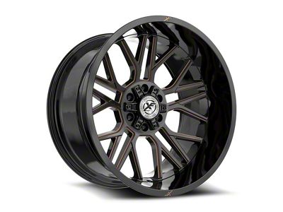 XF Offroad XF-235 Gloss Black and Bronze Milled 5-Lug Wheel; 26x12; -44mm Offset (94-01 RAM 1500)