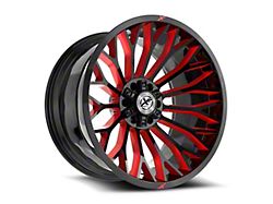 XF Offroad XF-237 Gloss Black and Red Milled 5-Lug Wheel; 26x12; -44mm Offset (94-01 RAM 1500)