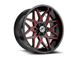 XF Offroad XF-238 Gloss Black and Red Milled 5-Lug Wheel; 17x9; 0mm Offset (94-01 RAM 1500)