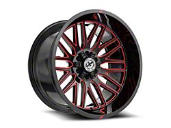 XF Offroad XF-240 Gloss Black and Red Milled 5-Lug Wheel; 17x9; 12mm Offset (02-08 RAM 1500, Excluding Mega Cab)