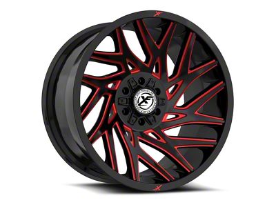 XF Offroad XF-229 Gloss Black and Red Milled 8-Lug Wheel; 20x10; -12mm Offset (94-02 RAM 2500)