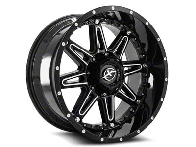 XF Offroad XF-217 Gloss Black and Milled with Black Inserts 8-Lug Wheel; 20x10; -12mm Offset (03-09 RAM 3500 SRW)