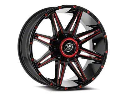 XF Offroad XF-220 Gloss Black and Red Milled 6-Lug Wheel; 18x9; 0mm Offset (19-23 Ranger)