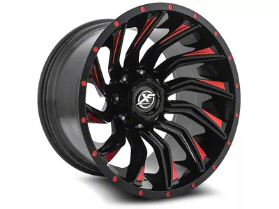 XF Offroad XF-224 Gloss Black and Red Milled 6-Lug Wheel; 26x14; -76mm Offset (19-23 Ranger)