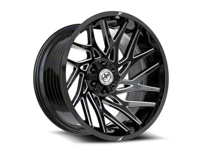 XF Offroad XF-229 Gloss Black and Milled 6-Lug Wheel; 24x12; -44mm Offset (19-23 Ranger)