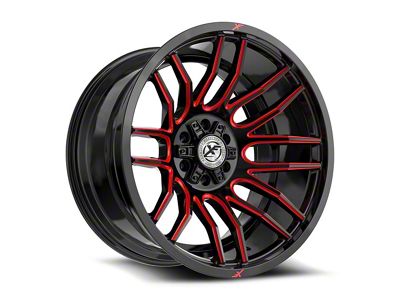 XF Offroad XF-232 Gloss Black and Red Milled 6-Lug Wheel; 20x12; -44mm Offset (19-23 Ranger)