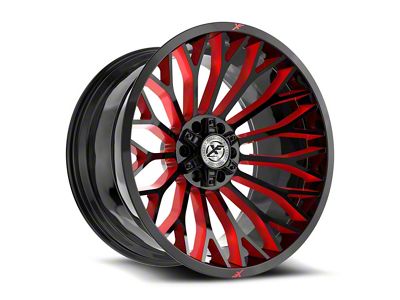 XF Offroad XF-237 Gloss Black and Red Milled 6-Lug Wheel; 20x12; -44mm Offset (24-25 Ranger)