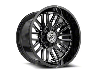 XF Offroad XF-240 Gloss Black and Milled 8-Lug Wheel; 24x14; -76mm Offset (07-10 Sierra 2500 HD)