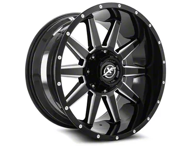 XF Offroad XF-219 Gloss Black and Milled 8-Lug Wheel; 20x9; 12mm Offset (15-19 Sierra 3500 HD SRW)