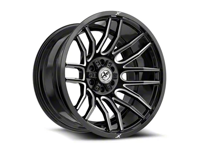 XF Offroad XF-232 Gloss Black and Milled 6-Lug Wheel; 17x9; 0mm Offset (21-24 Tahoe)