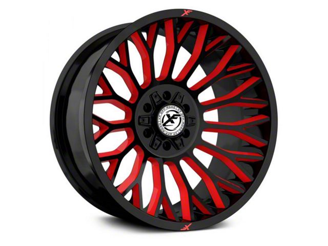 XF Offroad XF-237 Gloss Black with Red Windows 6-Lug Wheel; 20x9; 12mm Offset (21-24 Yukon)