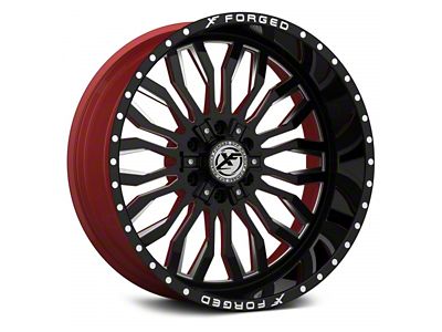 XFX Flow XFX-305 Gloss Black Milled with Red Inner 8-Lug Wheel; 24x12; -44mm Offset (11-14 Sierra 2500 HD)