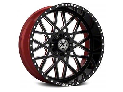 XFX Flow XFX-307 Gloss Black Milled with Red Inner 8-Lug Wheel; 24x14; -76mm Offset (11-14 Sierra 2500 HD)