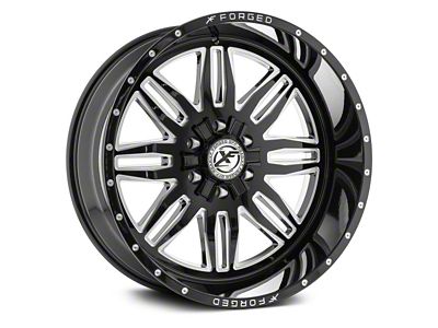 XFX Flow XFX-303 Gloss Black Milled 8-Lug Wheel; 24x12; -44mm Offset (11-16 F-350 Super Duty SRW)