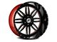XFX Flow XFX-303 Gloss Black Milled with Red Inner 8-Lug Wheel; 24x12; -44mm Offset (15-19 Sierra 2500 HD)
