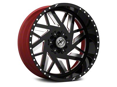 XFX Flow XFX-306 Gloss Black Milled with Red Inner 8-Lug Wheel; 24x14; -76mm Offset (15-19 Sierra 2500 HD)