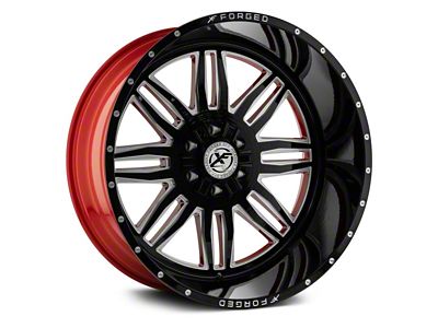 XFX Flow XFX-303 Gloss Black Milled with Red Inner 8-Lug Wheel; 24x12; -44mm Offset (15-19 Silverado 2500 HD)