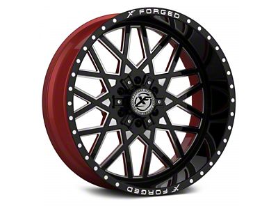 XFX Flow XFX-307 Gloss Black Milled with Red Inner 8-Lug Wheel; 24x14; -76mm Offset (15-19 Silverado 2500 HD)