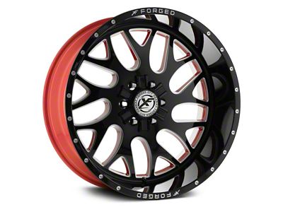 XFX Flow XFX-301 Gloss Black Milled with Red Inner 8-Lug Wheel; 24x12; -44mm Offset (23-24 F-250 Super Duty)