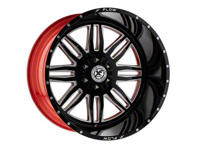 XFX Flow XFX-303 Gloss Black and Milled with Red Inner 5-Lug Wheel; 24x14; -76mm Offset (05-11 Dakota)