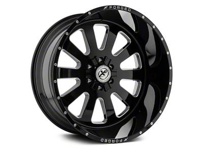 XFX Flow XFX-302 Gloss Black Milled 8-Lug Wheel; 24x14; -76mm Offset (17-22 F-350 Super Duty SRW)