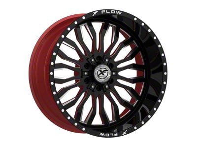 XFX Flow XFX-305 Gloss Black and Milled with Red Inner 5-Lug Wheel; 24x12; -44mm Offset (02-08 RAM 1500, Excluding Mega Cab)