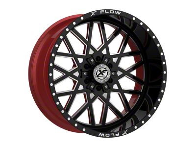 XFX Flow XFX-307 Gloss Black and Milled with Red Inner 6-Lug Wheel; 24x12; -44mm Offset (07-13 Sierra 1500)