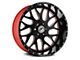 XFX Flow XFX-301 Gloss Black Milled with Red Inner 8-Lug Wheel; 24x12; -44mm Offset (20-24 Sierra 2500 HD)