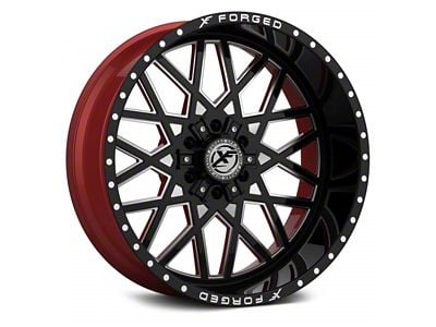 XFX Flow XFX-307 Gloss Black Milled with Red Inner 8-Lug Wheel; 24x14; -76mm Offset (20-24 Sierra 2500 HD)