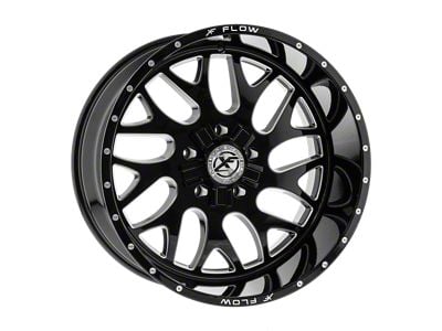 XFX Flow XFX-301 Gloss Black and Milled 6-Lug Wheel; 20x10; -24mm Offset (07-13 Silverado 1500)