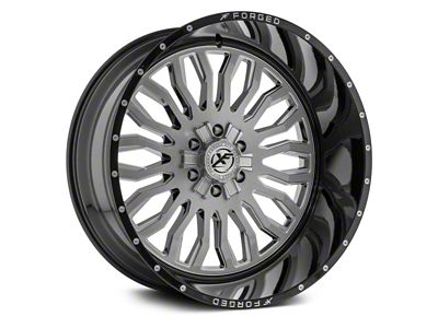 XFX Flow XFX-305 Brushed Milled with Black Lip 8-Lug Wheel; 24x12; -44mm Offset (20-25 Silverado 3500 HD SRW)