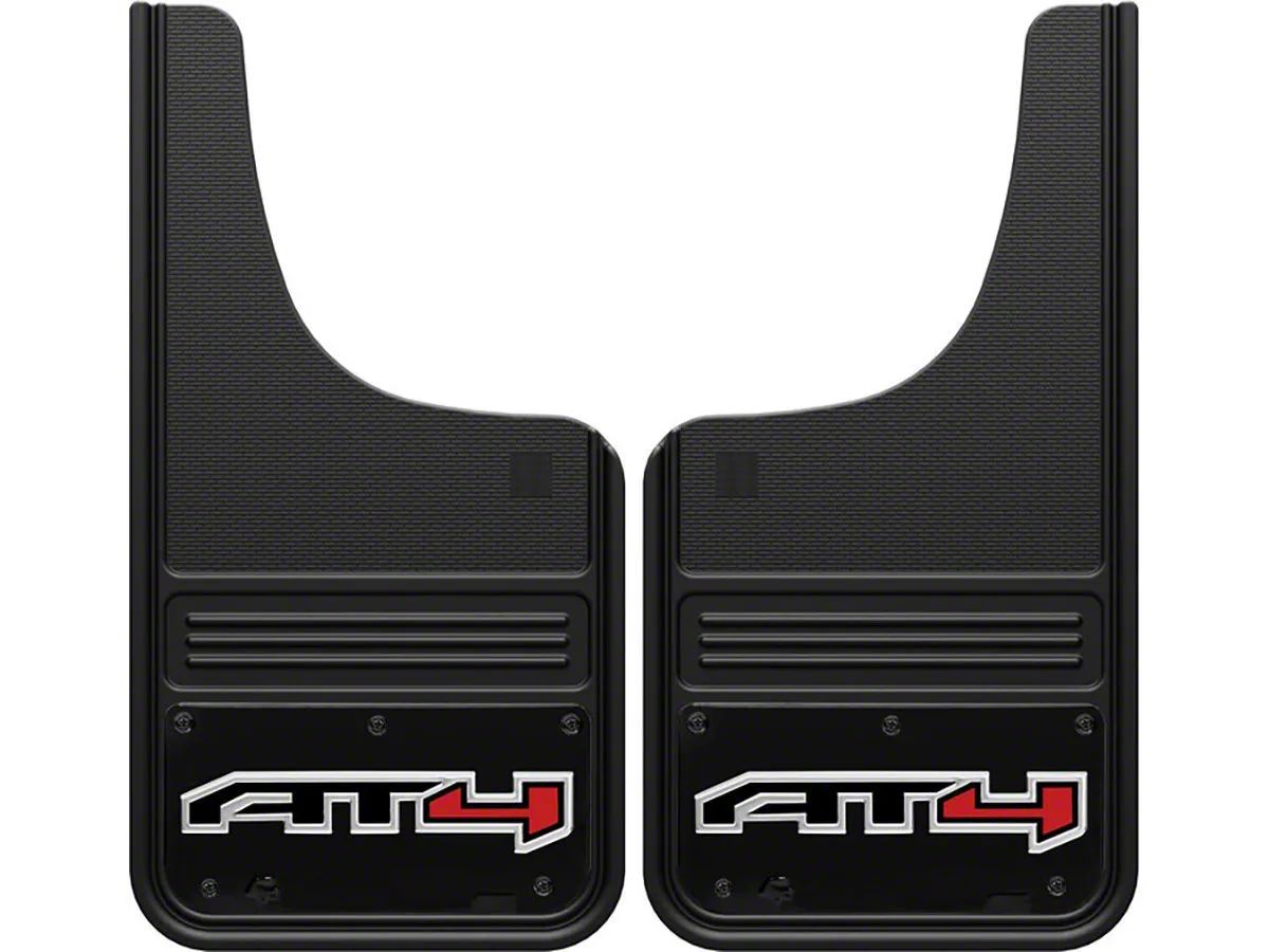 Yukon 12Inch x 23Inch Mud Flaps with AT4 Logo; Front or Rear