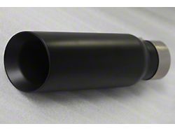 Angled Cut Rolled End Round Exhaust Tip; 4-Inch; Black (Fits 2.75-Inch Tailpipe)