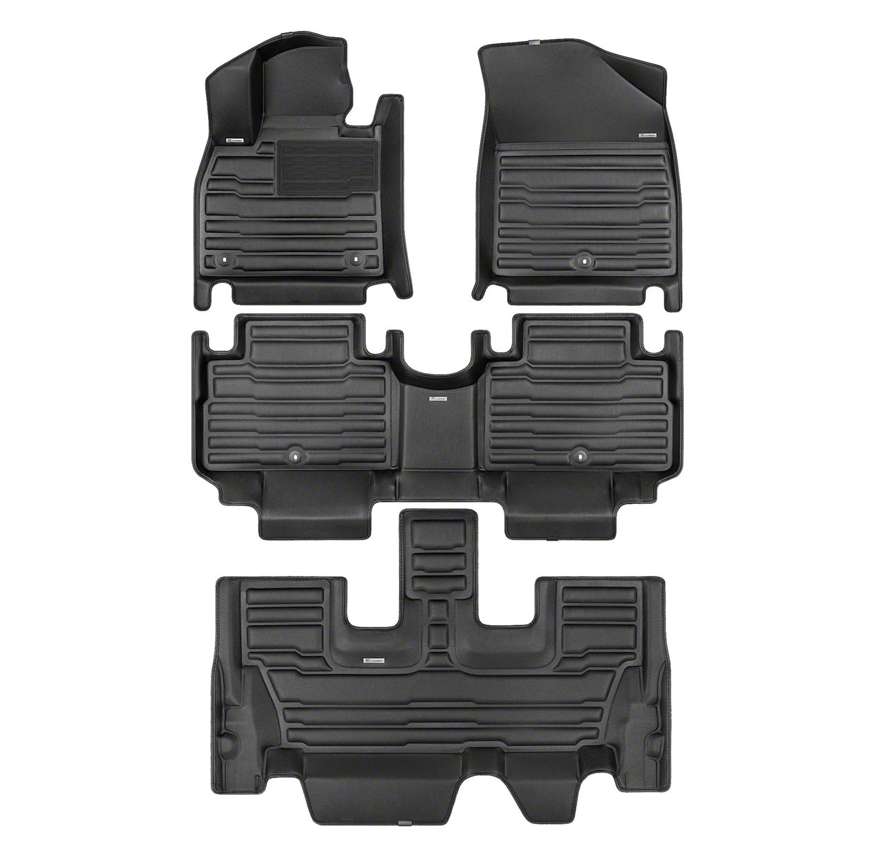 Yukon Custom Front, Rear and Third Row Floor Mats; Black (2124 Yukon w