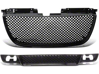 Diamond Mesh Style Upper Replacement Grille; Black (07-14 Yukon)