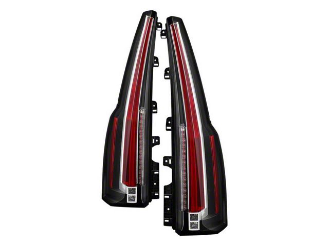 Escalade Style LED Tail Lights; Black Housing; Clear Lens (15-19 Yukon)