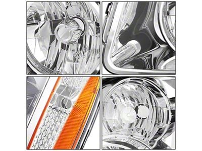 Factory Style Headlights with Amber Corner; Chrome Housing; Clear Lens (07-14 Yukon Denali)