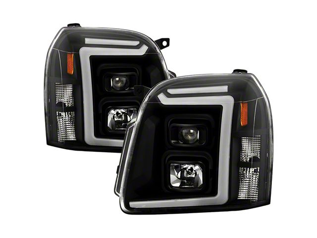 LED Light Bar Projector Headlights; Black Housing; Clear Lens (07-14 Yukon)