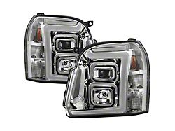 LED Light Bar Projector Headlights; Chrome Housing; Clear Lens (07-14 Yukon)