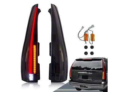 LED Tail Lights with Amber Turn Signal; Black Housing; Smoked Housing (07-14 Yukon)