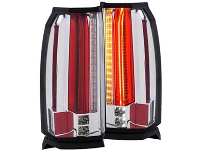 LED Tail Lights; Chrome Housing; Clear Lens (15-20 Yukon)