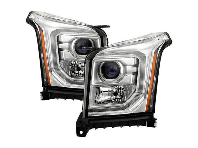 OE Style Headlights; Chrome Housing; Clear Lens (15-20 Yukon w/ Factory Halogen Headlights)